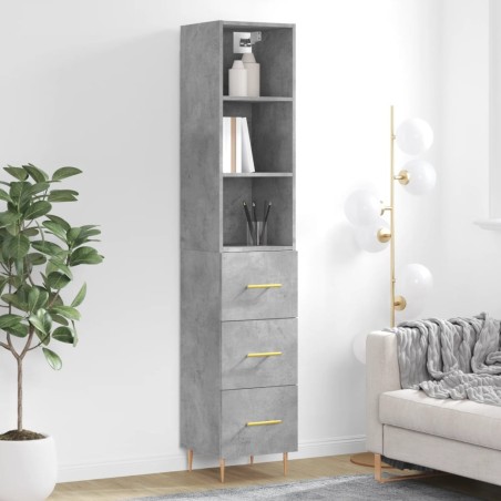 vidaXL Credenza Grigio Cemento 34,5x34x180 cm in Legno Multistrato