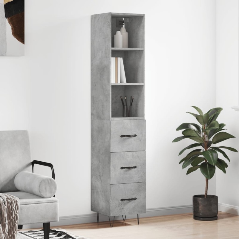 vidaXL Credenza Grigio Cemento 34,5x34x180 cm in Legno Multistrato vidaXL Credenza Grigio Cemento 34,5x34x180 cm in Legno Multistrato