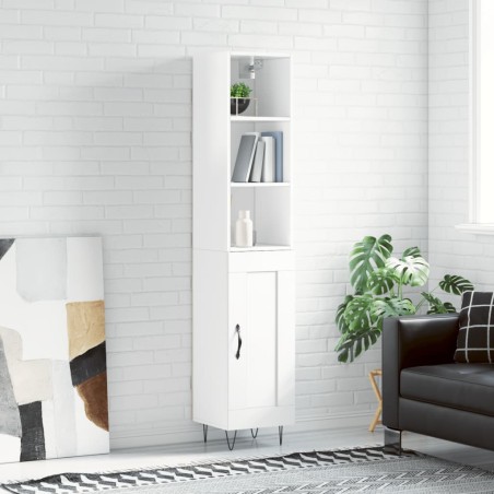 vidaXL Credenza 34,5x34x180 cm in Legno Multistrato Bianco Lucido
