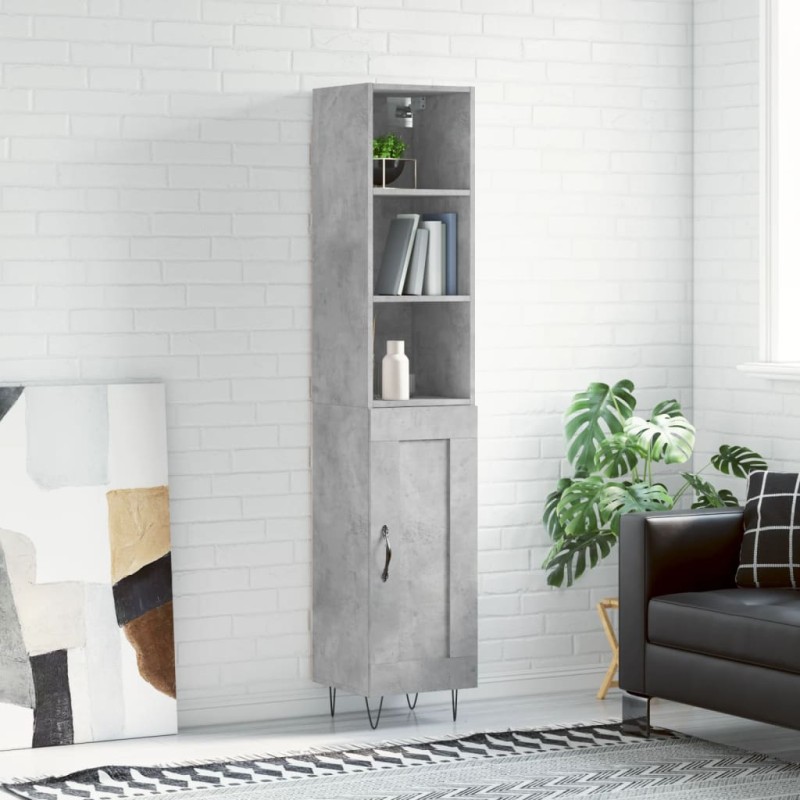 vidaXL Credenza Grigio Cemento 34,5x34x180 cm in Legno Multistrato vidaXL Credenza Grigio Cemento 34,5x34x180 cm in Legno Multistrato