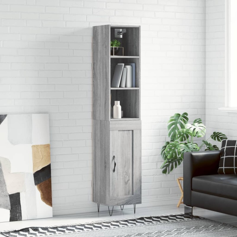 vidaXL Credenza Grigio Sonoma 34,5x34x180 cm in Legno Multistrato vidaXL Credenza Grigio Sonoma 34,5x34x180 cm in Legno Multistrato