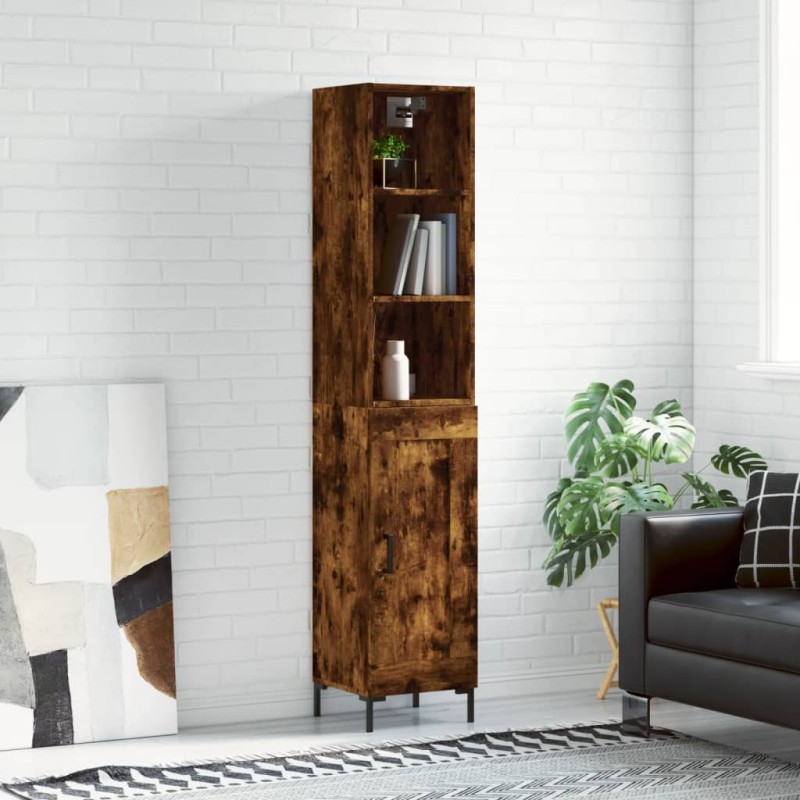 vidaXL Credenza Rovere Fumo 34,5x34x180 cm in Legno Multistrato vidaXL Credenza Rovere Fumo 34,5x34x180 cm in Legno Multistrato