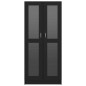 Armadietto con Vetrina Nero 82,5x30,5x185,5 cm in Truciolato Armadietto con Vetrina Nero 82,5x30,5x185,5 cm in Truciolato