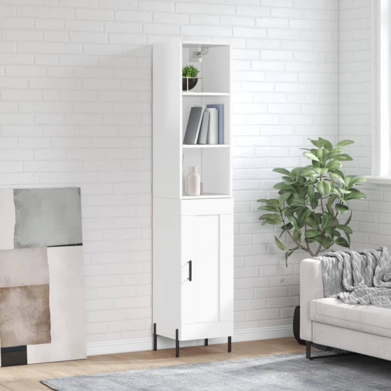 vidaXL Credenza 34,5x34x180 cm in Legno Multistrato Bianco Lucido vidaXL Credenza 34,5x34x180 cm in Legno Multistrato Bianco Lucido