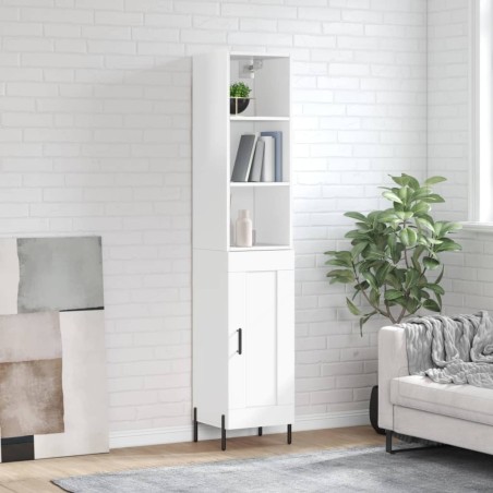 vidaXL Credenza 34,5x34x180 cm in Legno Multistrato Bianco Lucido