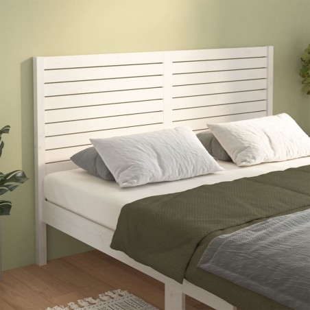 Testiera per Letto Bianca 146x4x100cm in Legno Massello di Pino