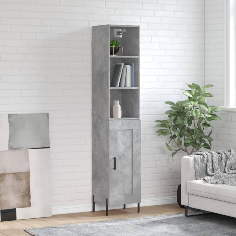 vidaXL Credenza Grigio Cemento 34,5x34x180 cm in Legno Multistrato vidaXL Credenza Grigio Cemento 34,5x34x180 cm in Legno Multistrato