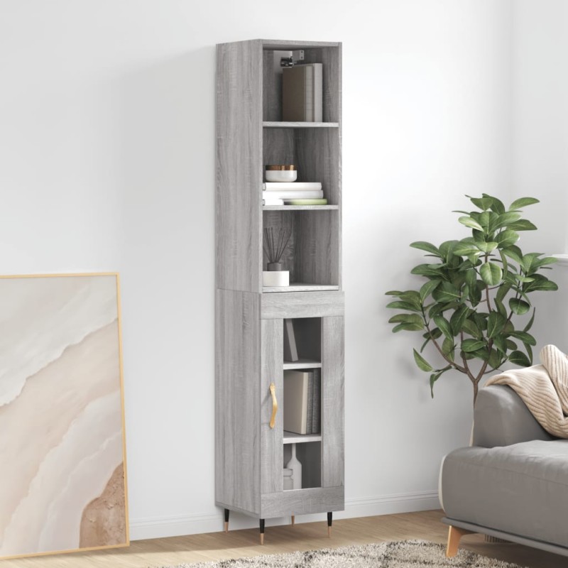 vidaXL Credenza Grigio Sonoma 34,5x34x180 cm in Legno Multistrato vidaXL Credenza Grigio Sonoma 34,5x34x180 cm in Legno Multistrato