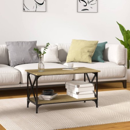 Tavolino Rovere Sonoma 80x45x45 cm in Legno Multistrato e Ferro