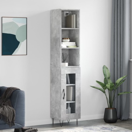 vidaXL Credenza Grigio Cemento 34,5x34x180 cm in Legno Multistrato