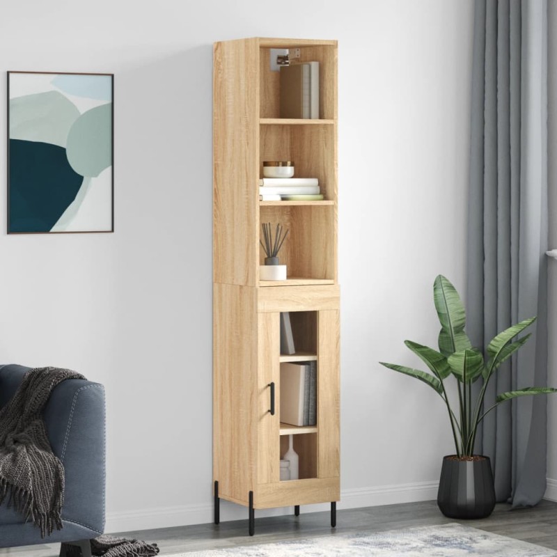 vidaXL Credenza Rovere Sonoma 34,5x34x180 cm in Legno Multistrato vidaXL Credenza Rovere Sonoma 34,5x34x180 cm in Legno Multistrato