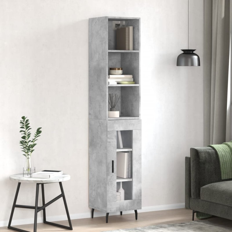 vidaXL Credenza Grigio Cemento 34,5x34x180 cm in Legno Multistrato vidaXL Credenza Grigio Cemento 34,5x34x180 cm in Legno Multistrato