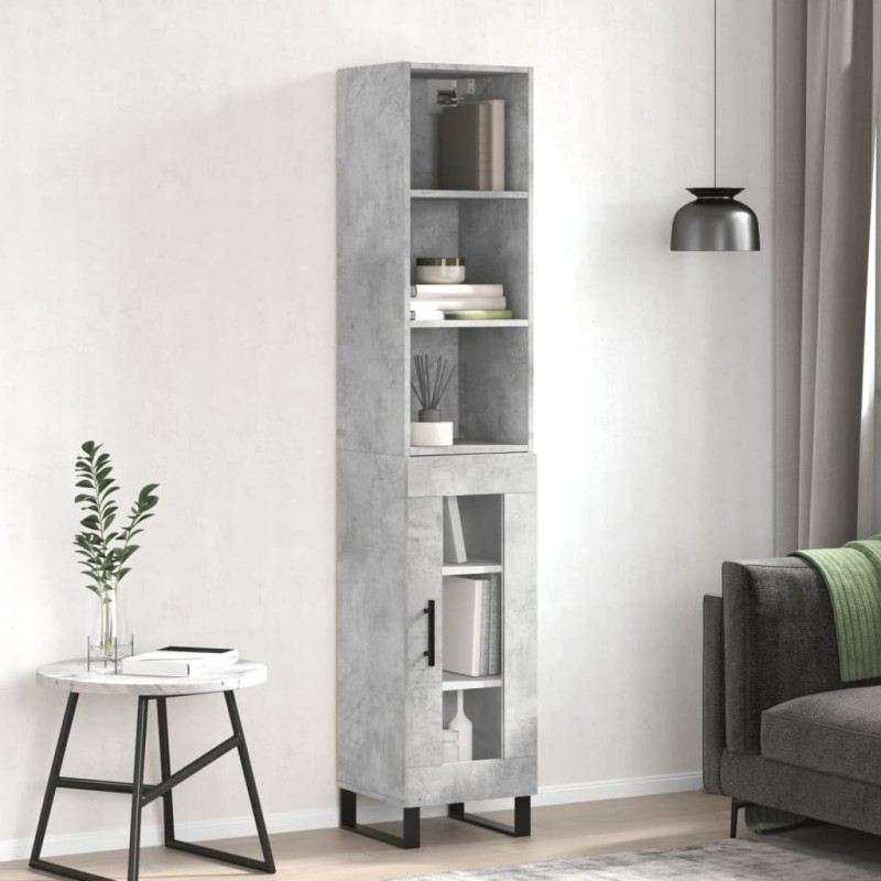 vidaXL Credenza Grigio Cemento 34,5x34x180 cm in Legno Multistrato vidaXL Credenza Grigio Cemento 34,5x34x180 cm in Legno Multistrato