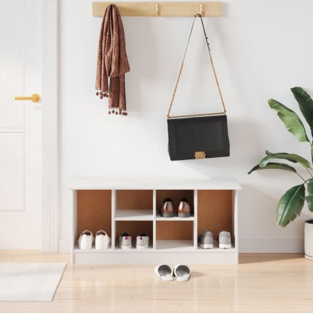 vidaXL Panca Porta Scarpe ALTA Bianca 100x35x45 cm Legno Massello Pino