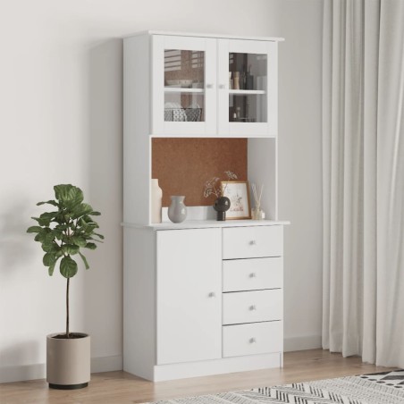 vidaXL Credenza ALTA Bianca 77x35x165 cm in Legno Massello di Pino