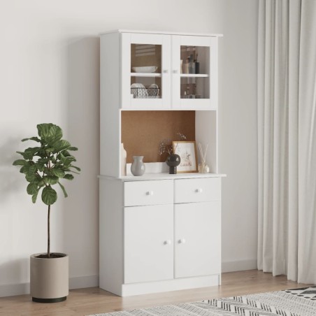 vidaXL Credenza ALTA Bianca 77x35x165 cm in Legno Massello di Pino