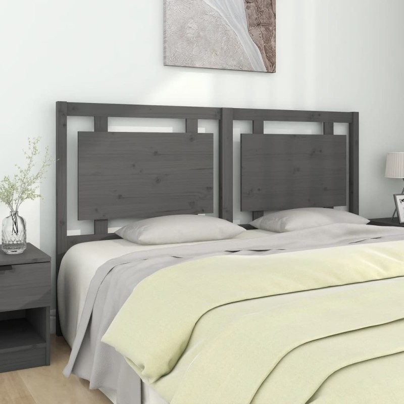 Testiera per Letto Grigia 165,5x4x100 cm Legno Massello di Pino