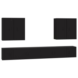 vidaXL Set Mobili Porta TV 8pz Nero in Legno Multistrato