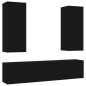 vidaXL Set di Mobili Porta TV 5 pz Nero in Legno Multistrato vidaXL Set di Mobili Porta TV 5 pz Nero in Legno Multistrato
