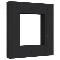 vidaXL Set Mobili Porta TV 8pz Nero in Legno Multistrato