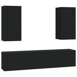 vidaXL Set di Mobili Porta TV 5 pz Nero in Legno Multistrato