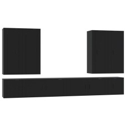 vidaXL Set Mobili Porta TV 8pz Nero in Legno Multistrato