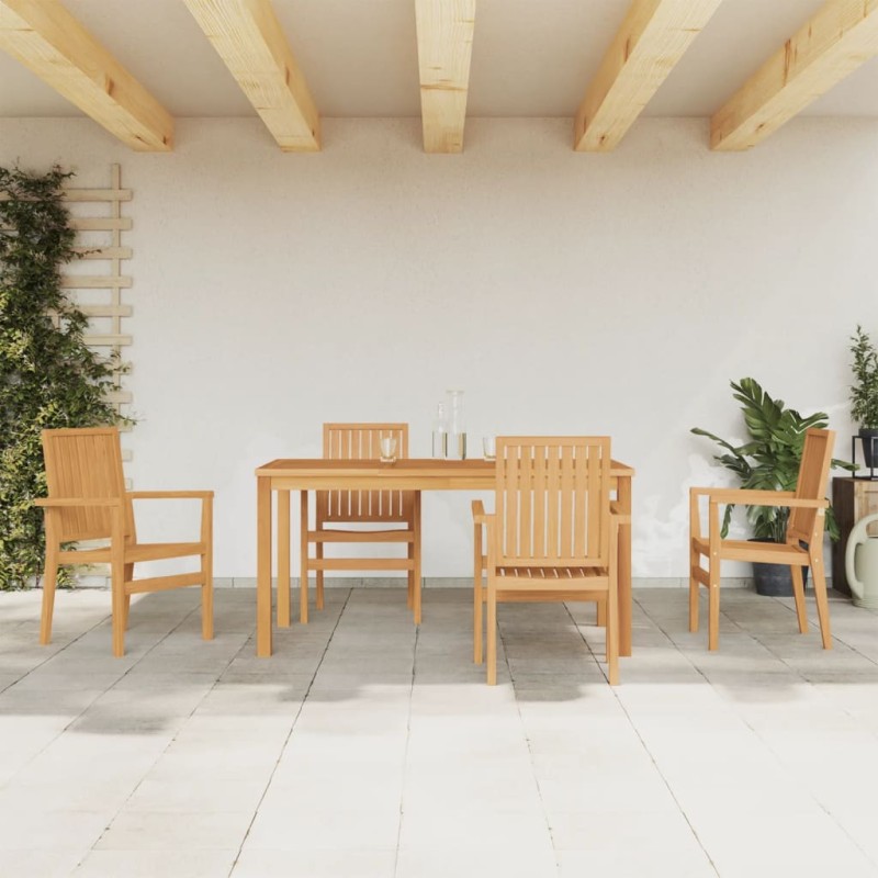 vidaXL Set da Pranzo per Giardino 5 pz in Legno Massello di Teak vidaXL Set da Pranzo per Giardino 5 pz in Legno Massello di Teak