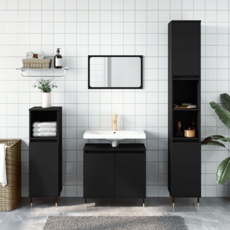 vidaXL Set di Mobili da Bagno 3 pz Nero in Legno Multistrato