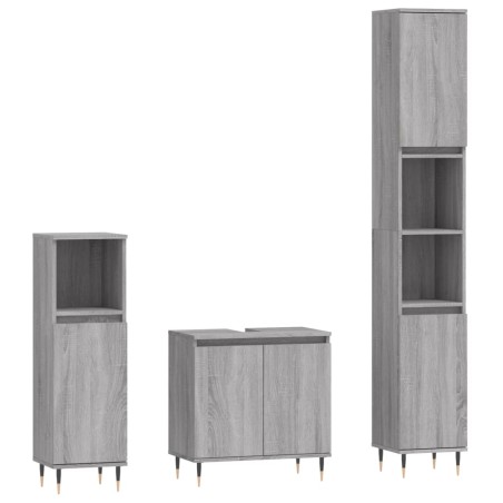 vidaXL Set Mobili da Bagno 3 pz Grigio Sonoma in Legno Multistrato