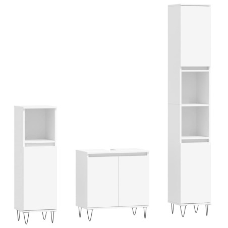 vidaXL Set di Mobili da Bagno 3 pz Bianco in Legno Multistrato