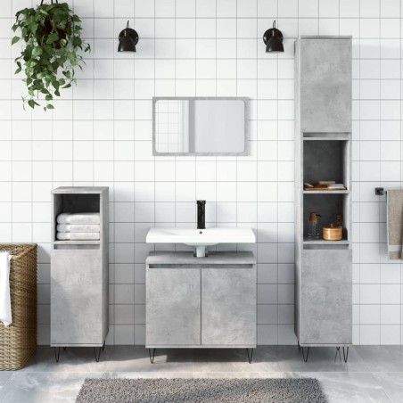 vidaXL Set di Mobili da Bagno 3 pz Grigio Cemento in Legno Multistrato
