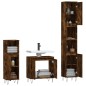 vidaXL Set Mobili da Bagno 3 pz Rovere Fumo in Legno Multistrato vidaXL Set Mobili da Bagno 3 pz Rovere Fumo in Legno Multistrato