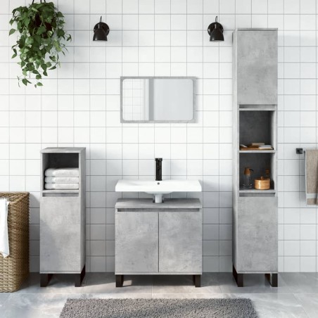 vidaXL Set di Mobili da Bagno 3 pz Grigio Cemento in Legno Multistrato