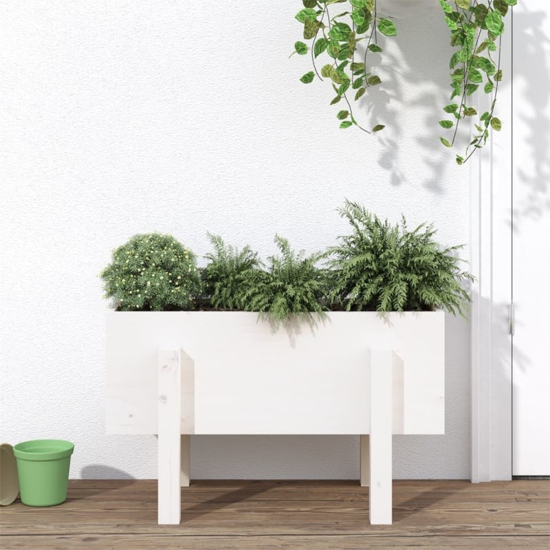vidaXL Fioriera da Giardino Bianca 62x30x38 cm Legno Massello di Pino vidaXL Fioriera da Giardino Bianca 62x30x38 cm Legno Massello di Pino