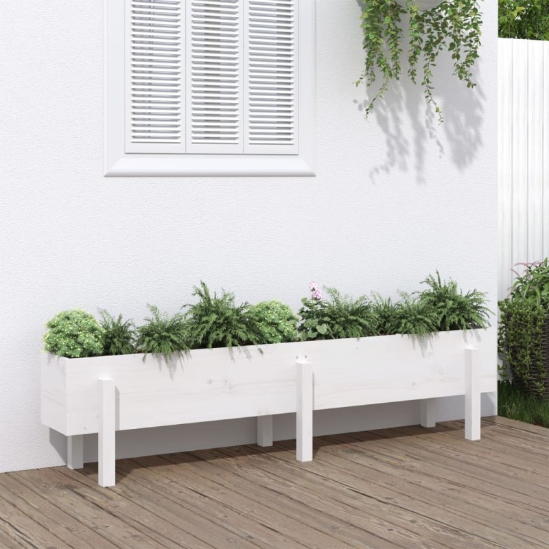 vidaXL Fioriera Rialzata da Giardino Bianca 160x30x38 cm Massello Pino vidaXL Fioriera Rialzata da Giardino Bianca 160x30x38 cm Massello Pino