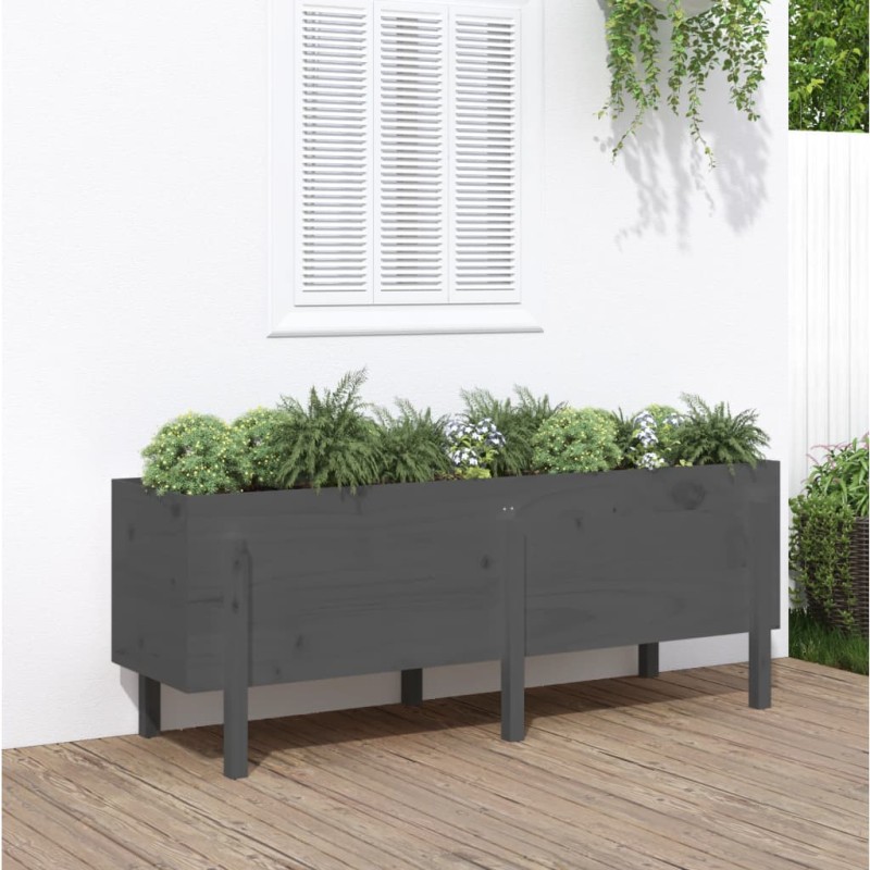 vidaXL Fioriera Rialzata da Giardino Grigia 160x50x57 cm Massello Pino vidaXL Fioriera Rialzata da Giardino Grigia 160x50x57 cm Massello Pino