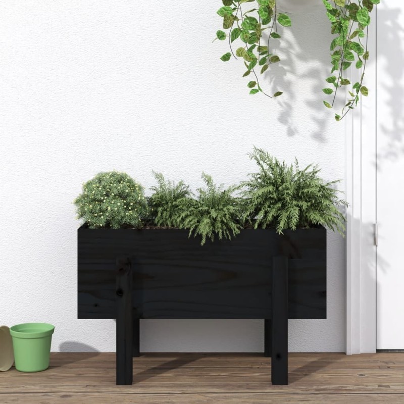 vidaXL Fioriera da Giardino Nera 62x30x38 cm Legno Massello di Pino vidaXL Fioriera da Giardino Nera 62x30x38 cm Legno Massello di Pino