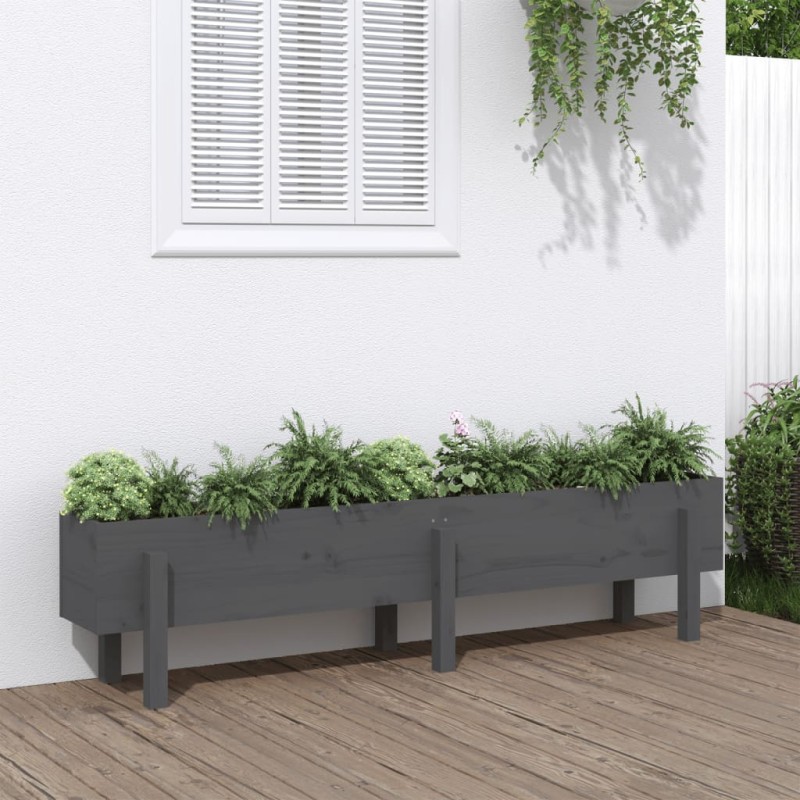 vidaXL Fioriera Rialzata da Giardino Grigia 160x30x38 cm Massello Pino vidaXL Fioriera Rialzata da Giardino Grigia 160x30x38 cm Massello Pino