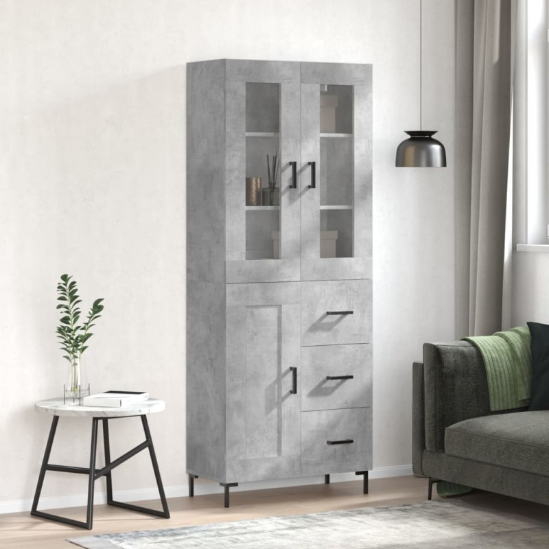 vidaXL Credenza Grigio Cemento 69,5x34x180 cm in Legno Multistrato vidaXL Credenza Grigio Cemento 69,5x34x180 cm in Legno Multistrato