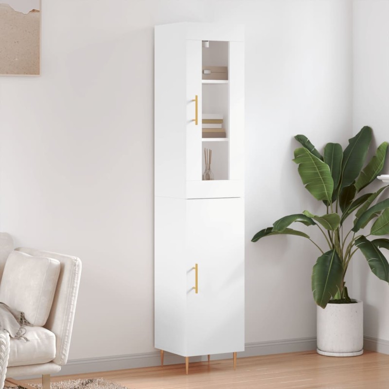 vidaXL Credenza Bianca 34,5x34x180 cm in Legno Multistrato vidaXL Credenza Bianca 34,5x34x180 cm in Legno Multistrato