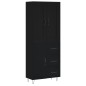 vidaXL Credenza Nera 69,5x34x180 cm in Legno Multistrato vidaXL Credenza Nera 69,5x34x180 cm in Legno Multistrato