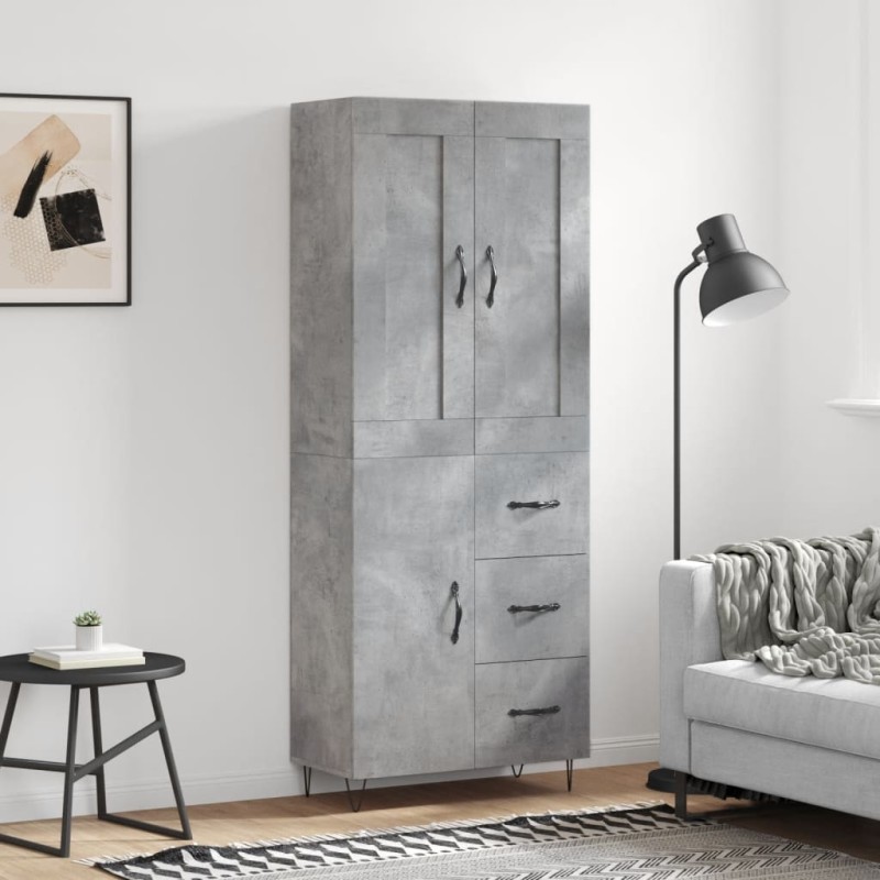 vidaXL Credenza Grigio Cemento 69,5x34x180 cm in Legno Multistrato vidaXL Credenza Grigio Cemento 69,5x34x180 cm in Legno Multistrato