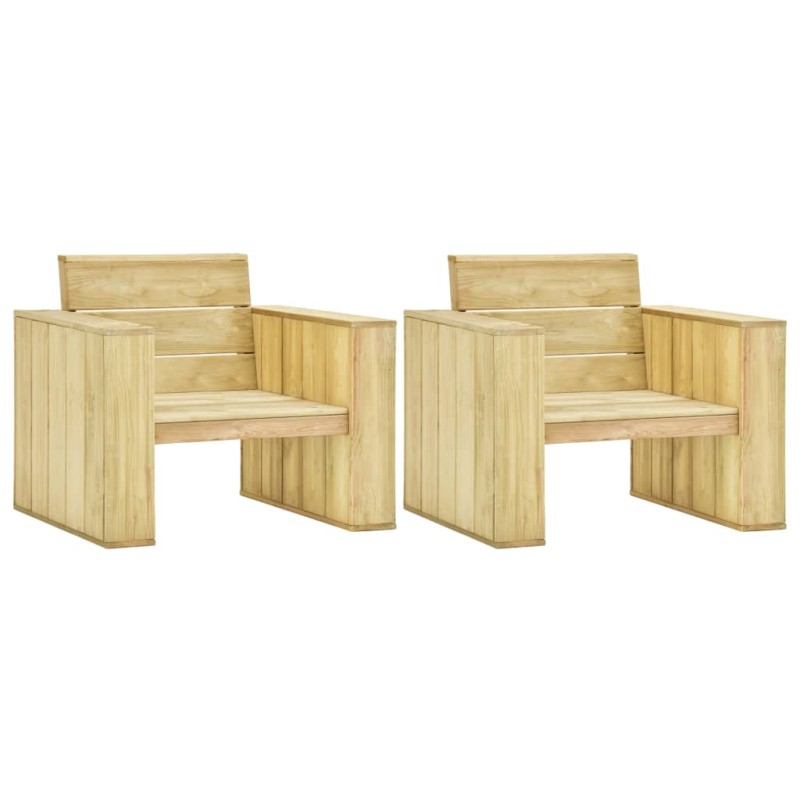 Sedie da Giardino 2 pz 89x76x76 cm in Legno di Pino Impregnato Sedie da Giardino 2 pz 89x76x76 cm in Legno di Pino Impregnato