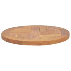vidaXL Piano Tavolo in Legno Massello di Teak Rotondo 2,5 cm 40 cm