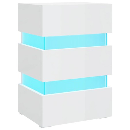vidaXL Comodino con LED Bianco Lucido 45x35x67 cm in Legno Multistrato