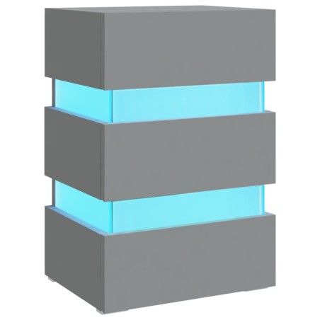 vidaXL Comodino con Luci LED Grigio 45x35x67 cm in Legno Multistrato