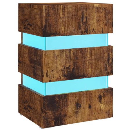 vidaXL Comodino con LED Rovere Fumo 45x35x67 cm in Legno Multistrato