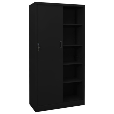 vidaXL Armadio per Ufficio Anta Scorrevole Nero 90x40x180 cm Acciaio
