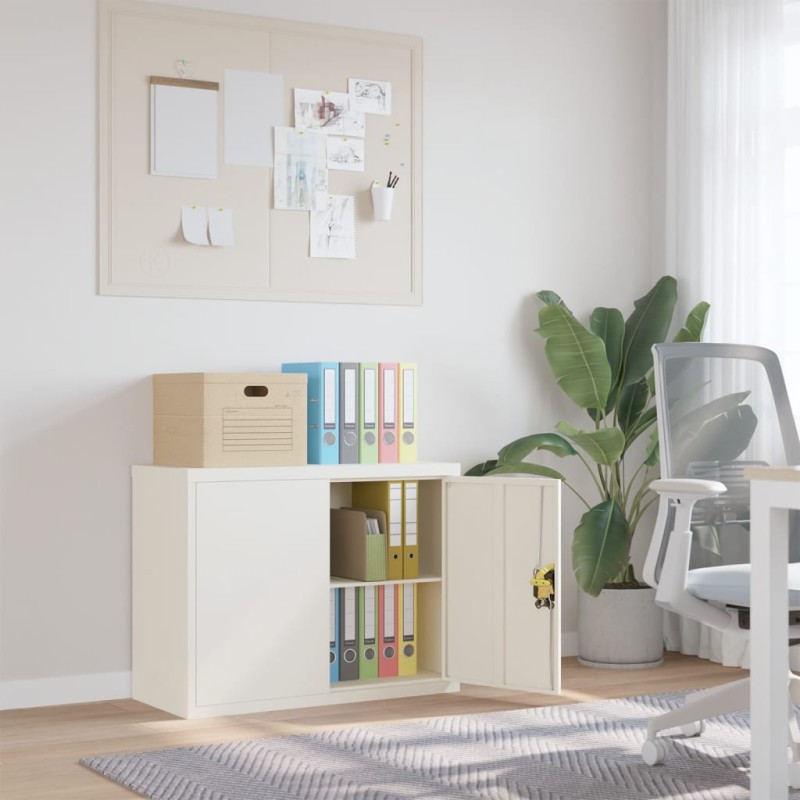 vidaXL Armadio Classificatore Bianco 90x40x70 cm in Acciaio vidaXL Armadio Classificatore Bianco 90x40x70 cm in Acciaio
