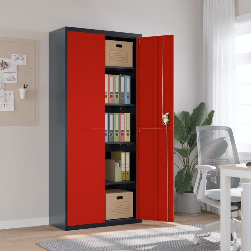 vidaXL Armadio Classificatore Antracite e Rosso 90x40x200cm in Acciaio vidaXL Armadio Classificatore Antracite e Rosso 90x40x200cm in Acciaio